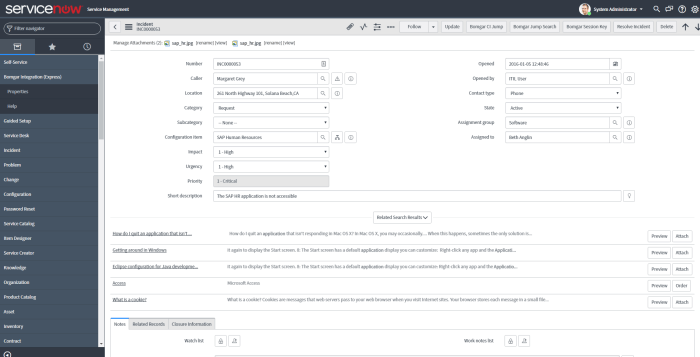 Servicenow incident management integration application automatic eg response tickets severity levels instance thereby creating based there