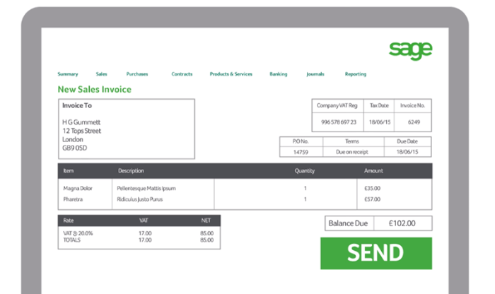 Sage invoice payments software cloud