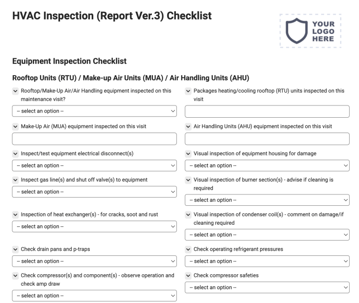 HVAC INSPECTION CHECKLIST