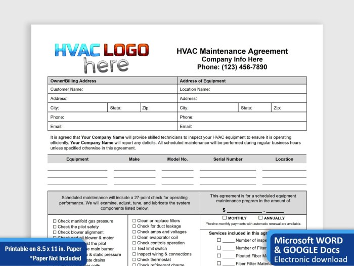 HVAC MAINTENANCE AGREEMENT SOFTWARE